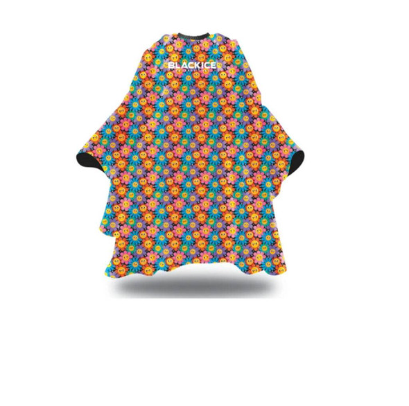 Black Ice Smiley Face Flowers Kids Cape
