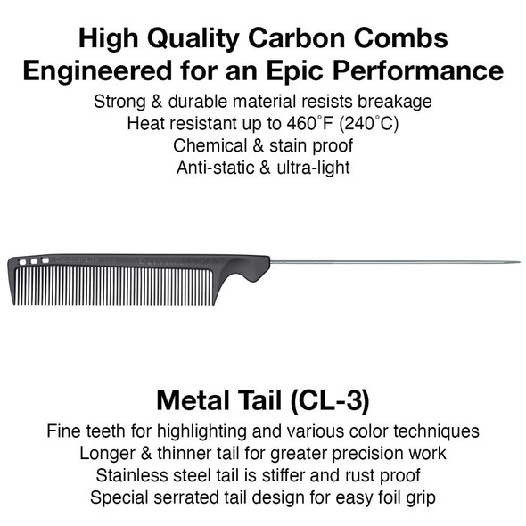 Olivia Garden Carbonlite Metal Tail Comb