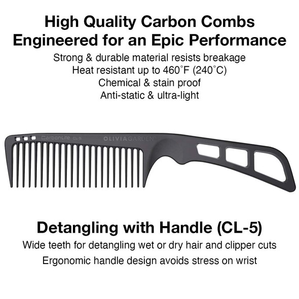 Olivia Garden Carbonlite  Detangling Comb with Handle 