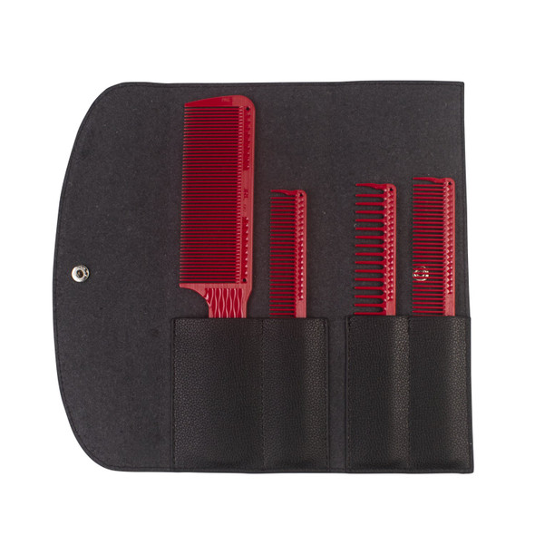 JRL Barber Comb Set Red 4pc (JRL-1001)