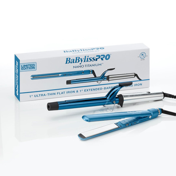 BaBylissPRO Limited Edition 1" Ultra-Thin Flat Iron & Extended Barrel Curling Iron Set (BNTPP62UC)