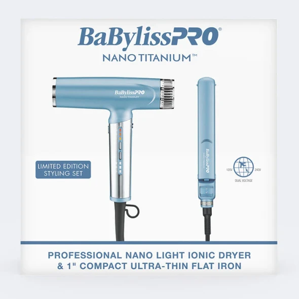 BaBylissPRO Limited Edition Nano Titanium Ionic Dryer & 1" Compact Flat Iron Set (BNTPP79)