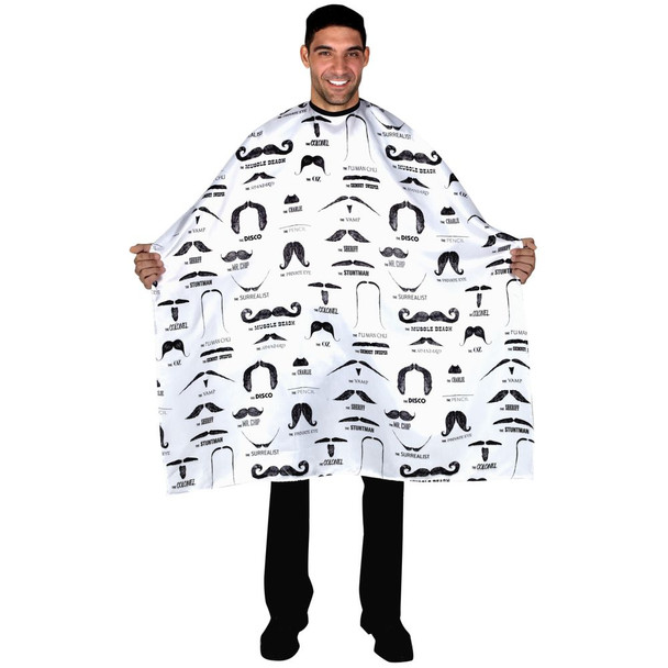 Betty Dain White Mustache Print Styling Cape