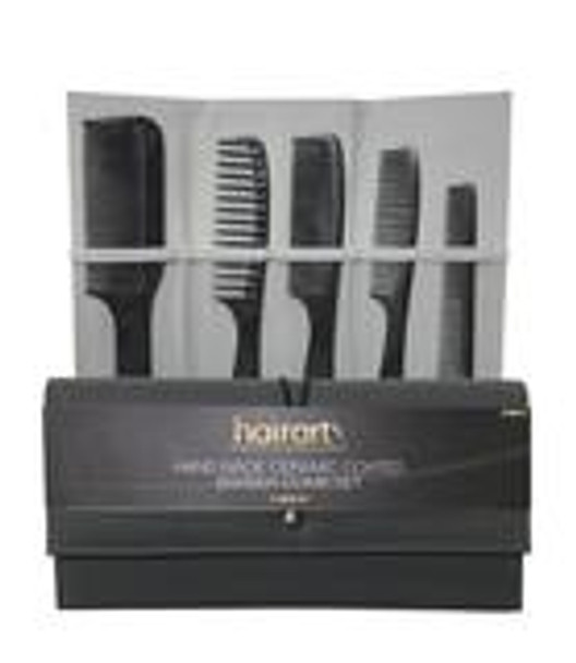 HairArt Barber Combs 5-pc Set - Ceramic Coating in Pouch