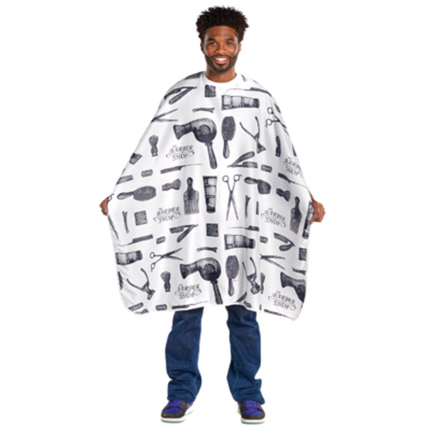 White Barber Print Styling Cape by Scalpmaster