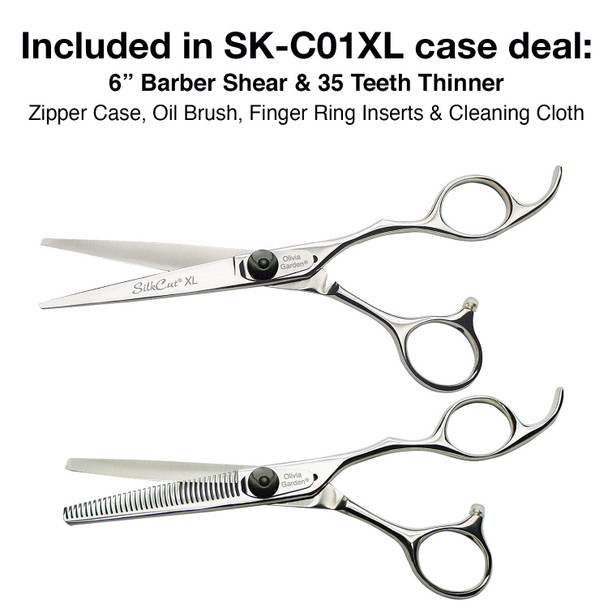 Olivia Garden Silkcut XL 6" Barber Shear And Thinner  Set 