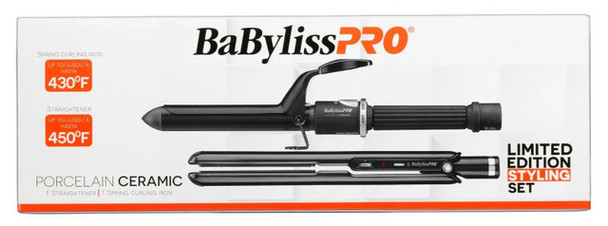 BaBylissPRO Porcelain Ceramic Limited Edition 1" Flat & Curling Iron Styling Set (BPPP3UC) 