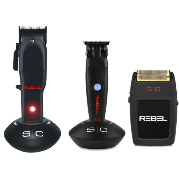 Stylecraft REBEL Professional Super-Torque Modular Cordless Hair Clipper #SC601 
Stylecraft Pro REBEL Professional Modular Super-Torque Trimmer #SC409M
Stylecraft REBEL Double Foil Shaver #SC802B