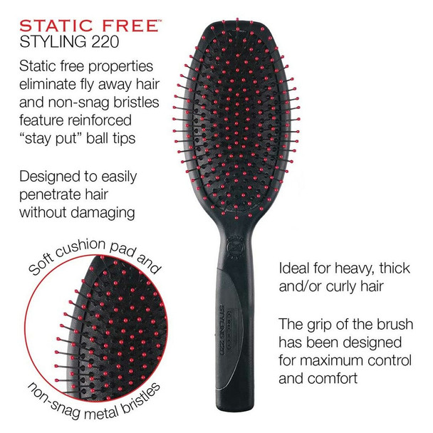 cricket brushes, Cricket Static Free Styling 220 Black Brush, styling brush, 