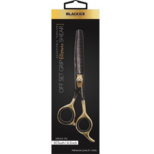 Black Ice Stylish Off Set Grip Black & Gold Texturizer 30 Teeth