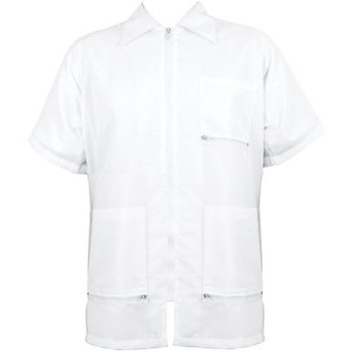 Vincent Traditional Barber Jacket - White - My Salon Express Barber and ...