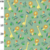 Zoo Print on Dusty Green Cotton Jersey Fabric, 150cm/59in wide, Sold Per HALF Metre