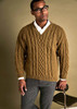 6167- Men's Aran Cable Sweater Pattern - 66-117cm ( 26-46 in)