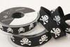 Skull & Bones Ribbon -15mm Width - Black/White ( Sold by the Metre)