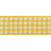 Gold Yellow & White Gingham Ribbon, 15mm wide, Sold Per Metre