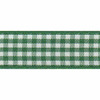 Hunter Green & White Gingham Ribbon, 15mm wide, Sold Per Metre