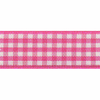 Shocking Pink & White Gingham Ribbon, 15mm wide, Sold Per Metre