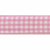 Rose Pink & White Gingham Ribbon, 15mm wide, Sold Per Metre