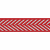 Red & White Herringbone Stripe Woven Ribbon, 16mm wide, Sold Per Metre