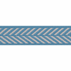 Sapphire Blue & White Herringbone Stripe Woven Ribbon, 10mm wide, Sold Per Metre