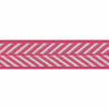 Shocking Pink & White Herringbone Stripe Woven Ribbon, 16mm wide, Sold Per Metre