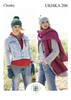 206 Ladies & Teens Hat & Scarf Chunky Knitting Pattern