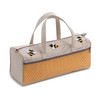 Bee Applique Linen Knitting Bag with Zipped Side Pocket