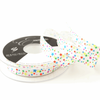 Rainbow Stars on White Satin Ribbon, 15mm (9/16in) wide, Sold Per Metre