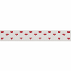 Red Hearts on Cream Grosgrain Ribbon, 10mm (3/8in) wide (Sold Per Metre)