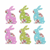 Easter Bunny Spring Floral Self-Adhesive Wooden Rabbit Shaped Craft Embellishments, 6pc