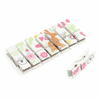 Floral Rabbit Wooden Craft Pegs, Set of 8