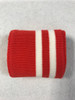 Red with Twin White Stripes Knitted Tube Cuff Ribbing (approx 180cm length)