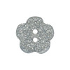 Clear Silver Glitter Flower Button, 15mm Diameter, Sold Individually