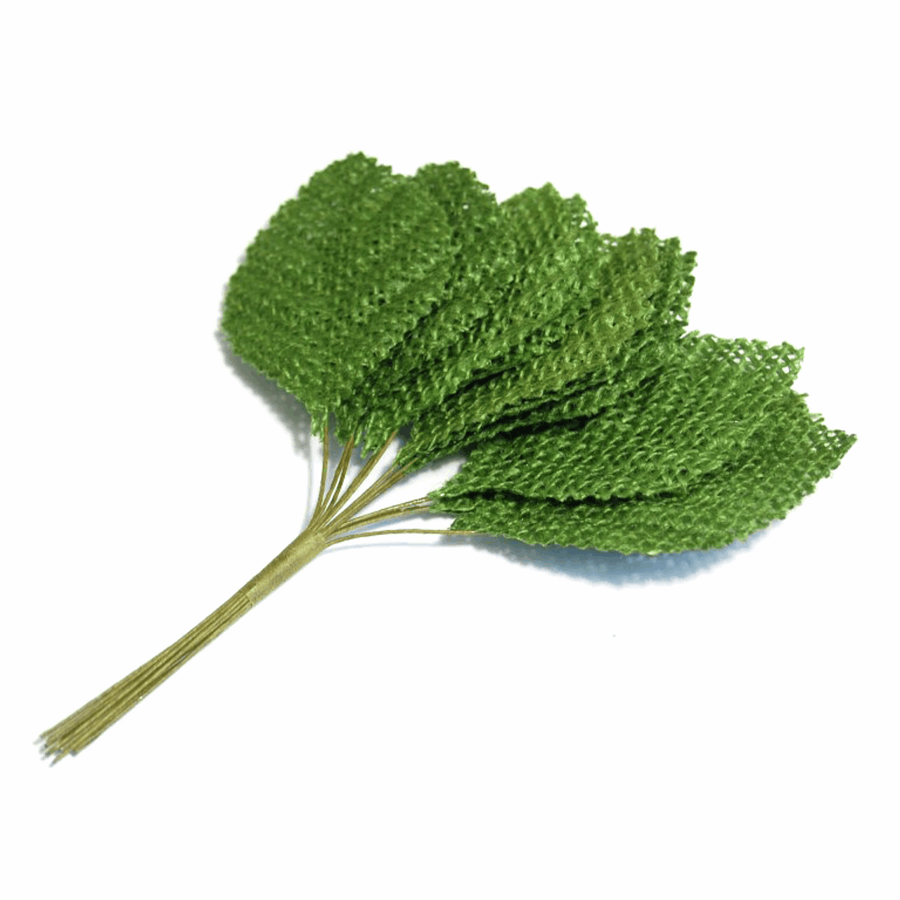 Rose Green Burlap  Leaves-  36mm in Individual Packs of 12