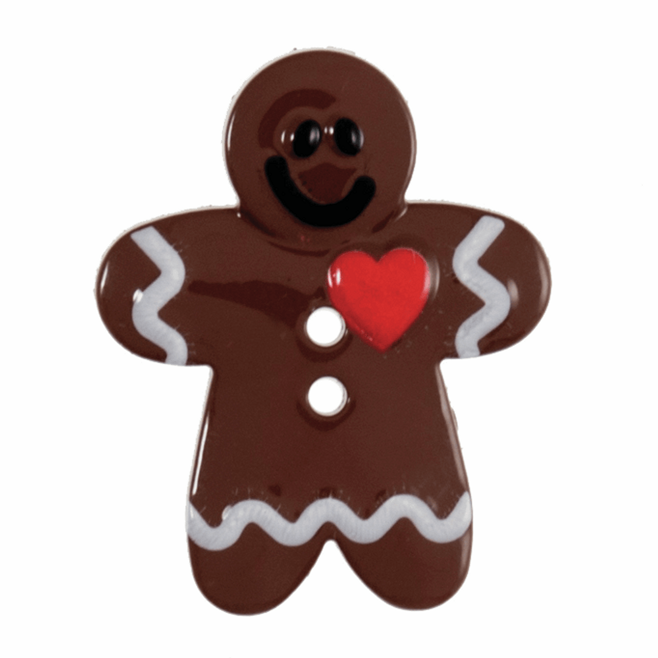 Gingerbread Man ( Heart ) Novelty Christmas Buttons, Sold Individually