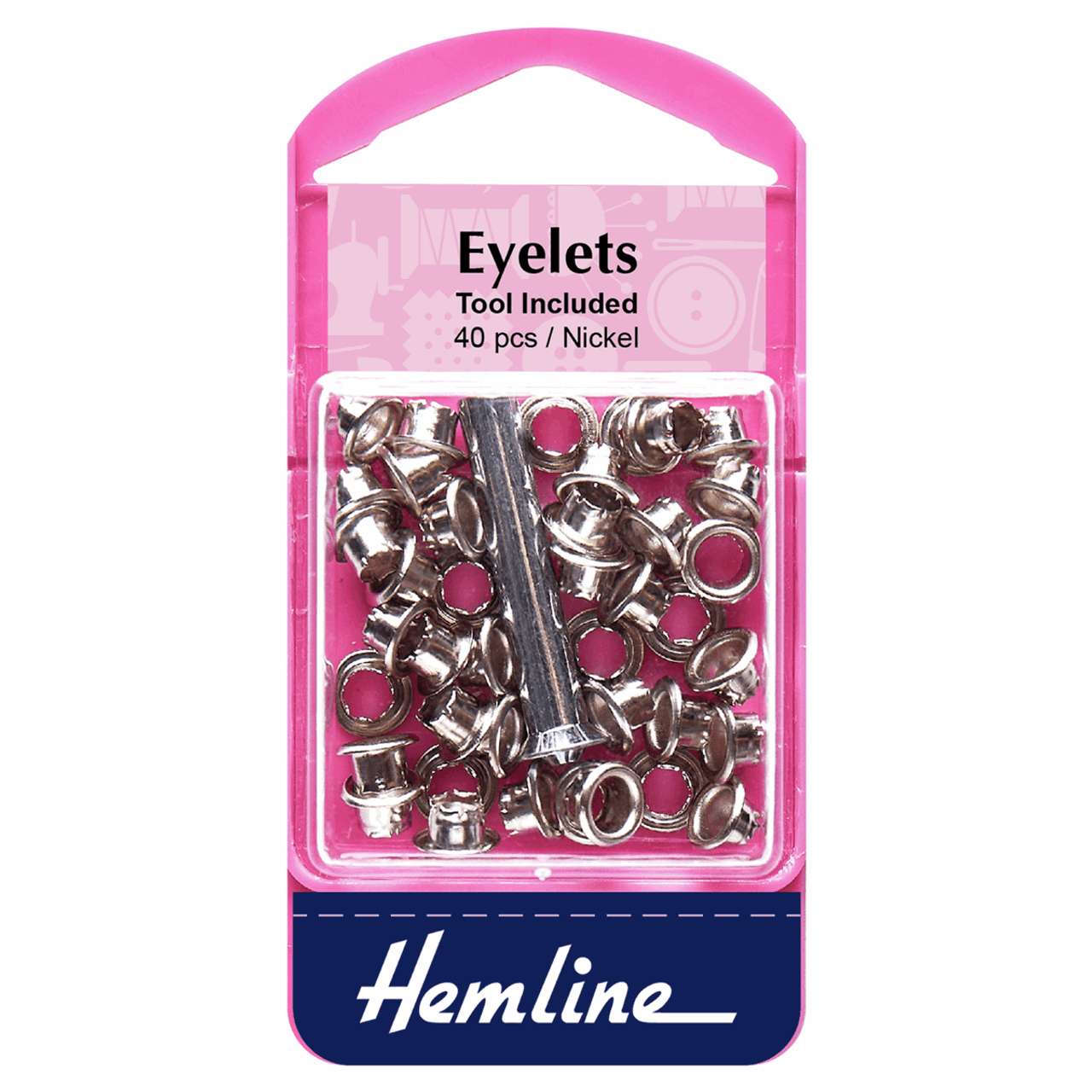 Eyelets with Tool - 5.5mm in Nickel (40 Pieces)