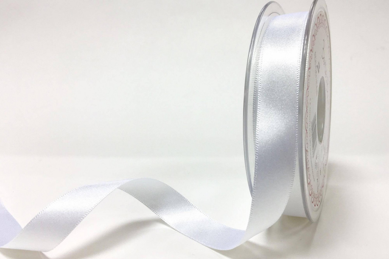 15mm 01 White Double Satin Berisfords Ribbon ( Sold per Metre)