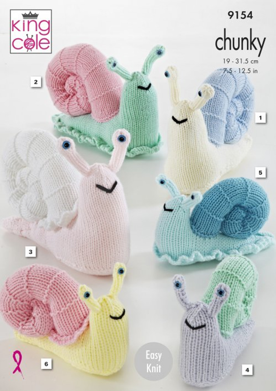 9154 - Snails knitted in Chunky - 19-31.5cm / 7.5-12.5 In