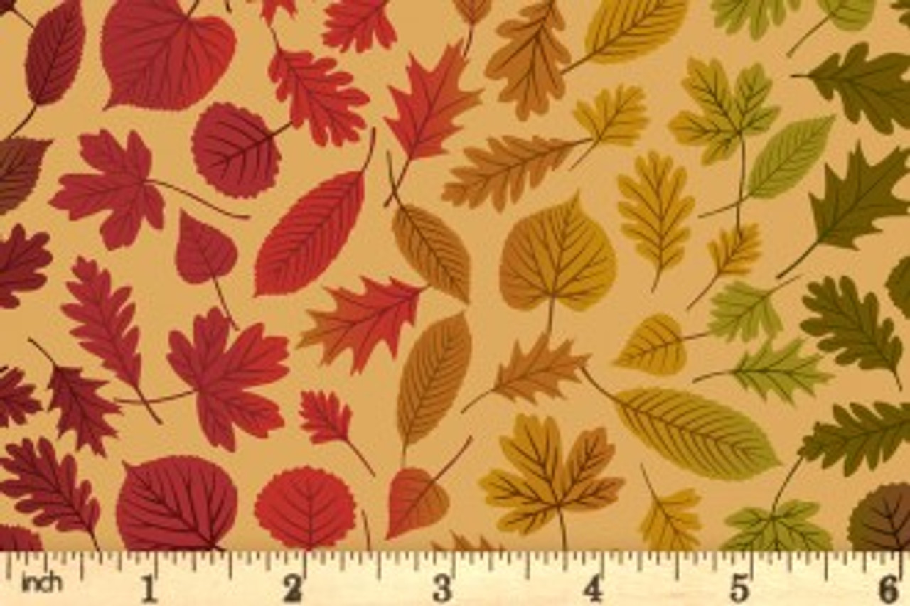 A Winter Nap - Rainbow Leaves - Honey - 45"/112cm Width ( Sold Per Half Metre)