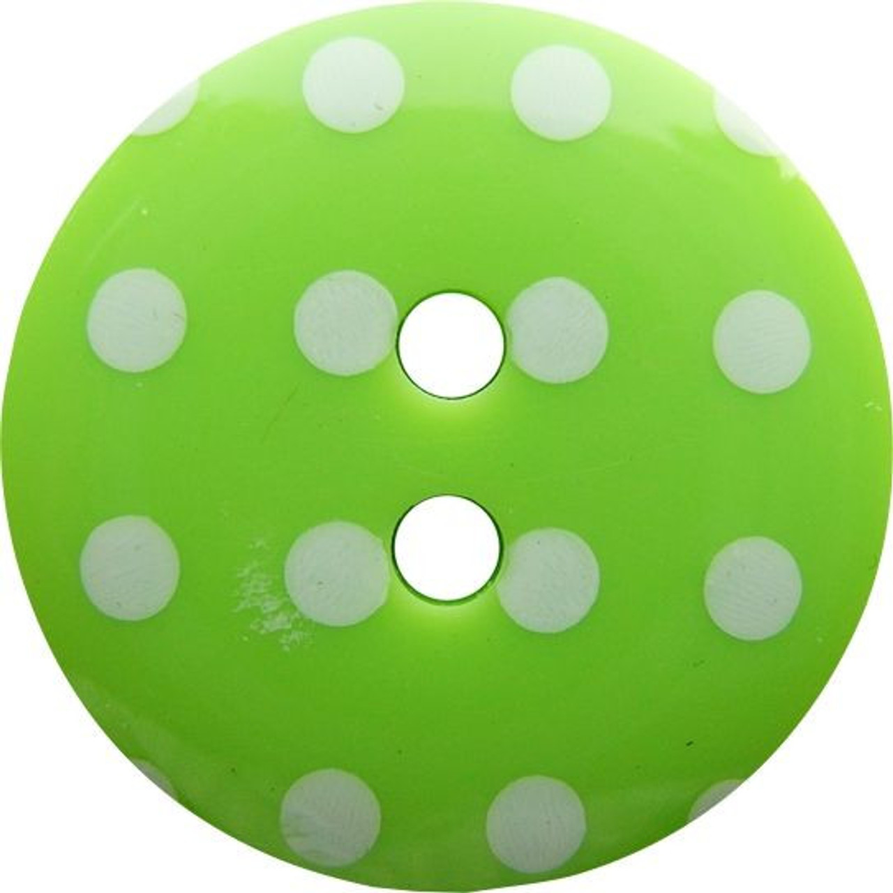 Lime Green & White Polka Dot Button -( Sold individually)