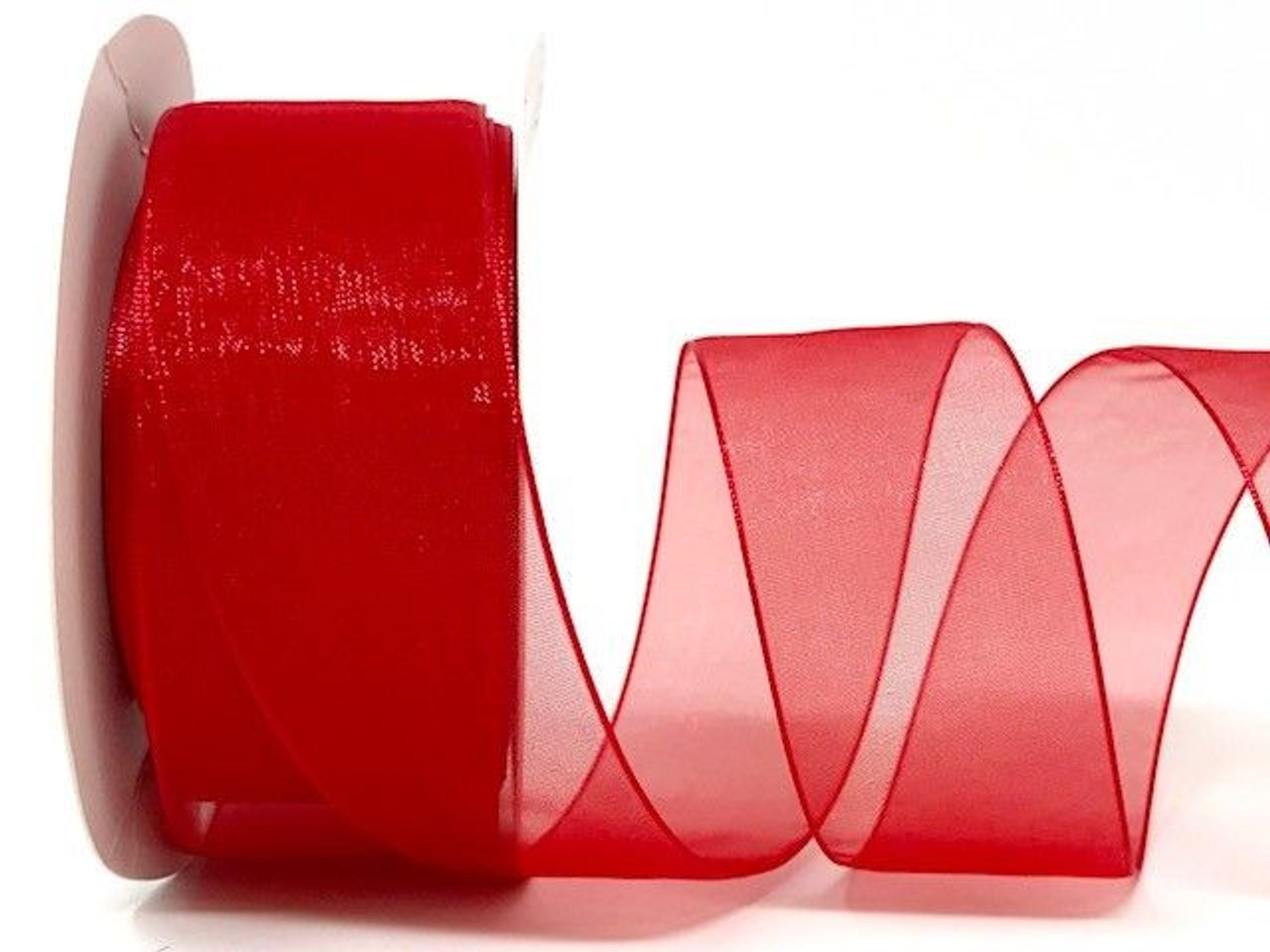 Red 38mm Sheer Organza Ribbon - (sold per metre)