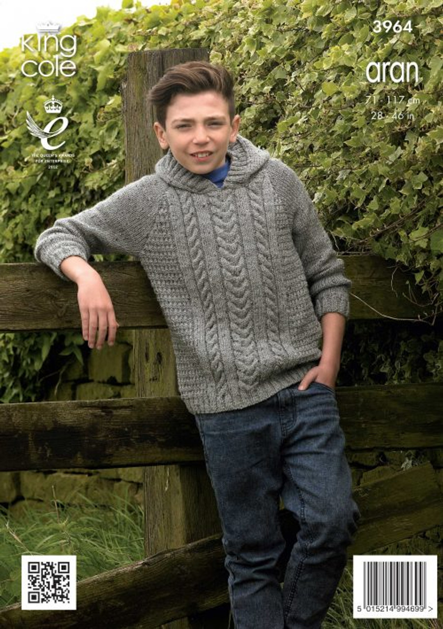 Cabled Sweater and Hoodie Knitted with  Aran