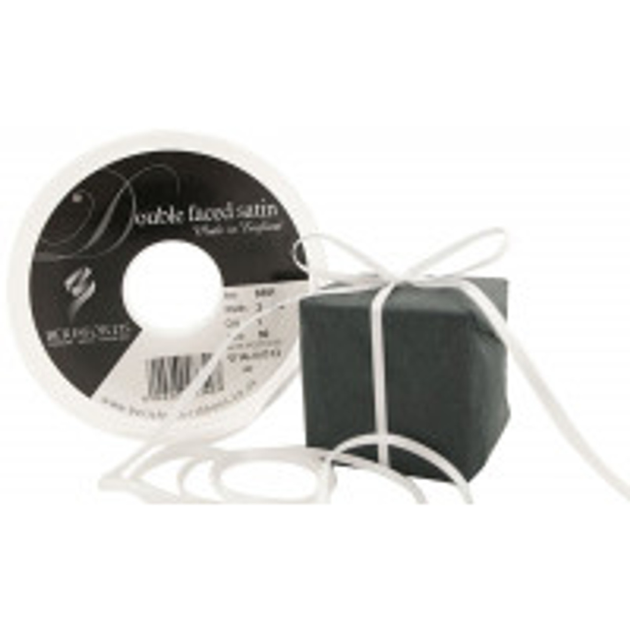 3mm 01 White Double Satin Berisfords Ribbon ( Sold per Metre)