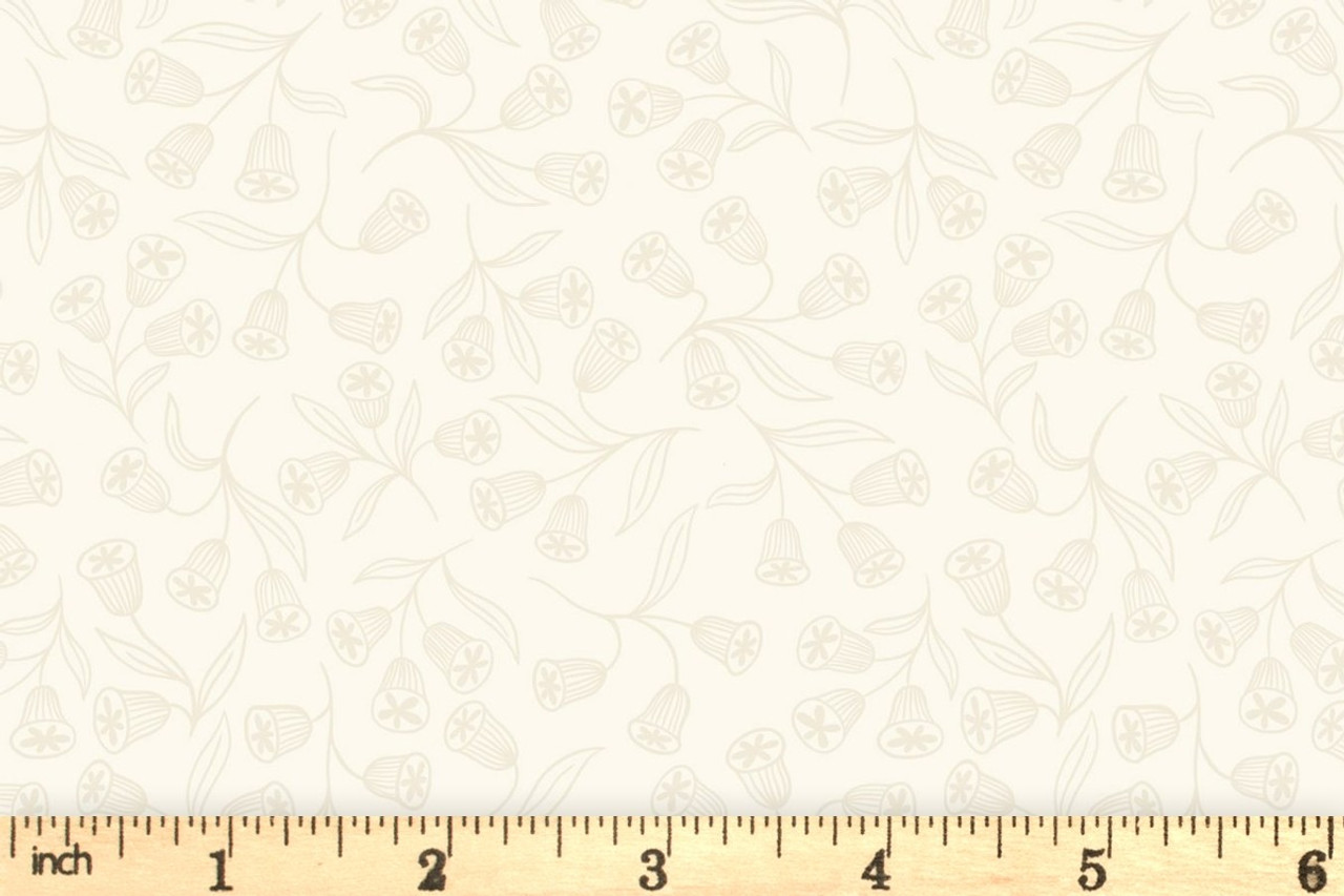 Lewis and Irene - Tiny Tonals - Bell Flowers - Dark Cream   100% Cotton - 44/5" -112cm width ( Sold per half metre)