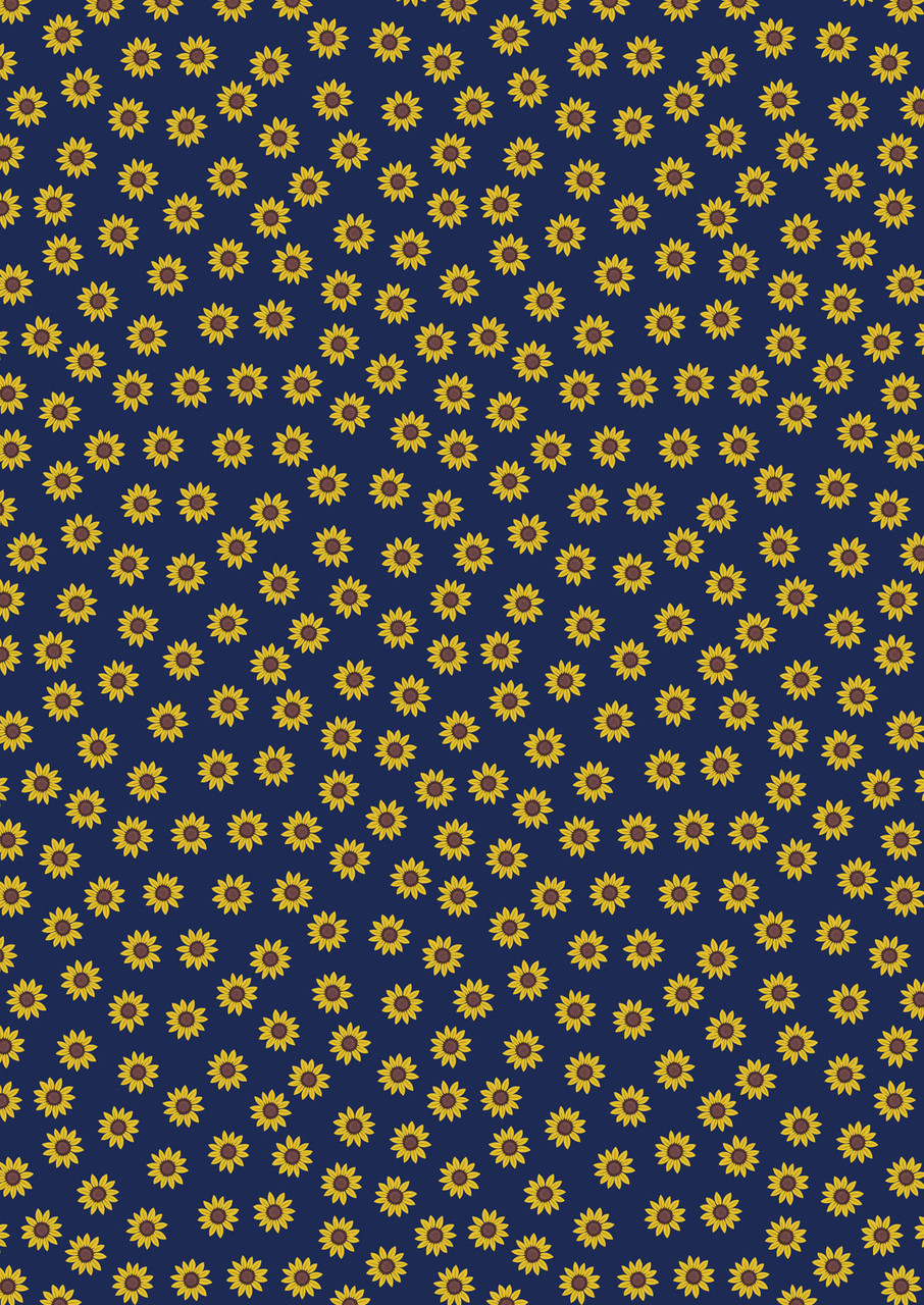 Sunflowers on dark blue - By Lewis & Irene - 100% Cotton - 44/5" -112cm width ( Sold per half metre