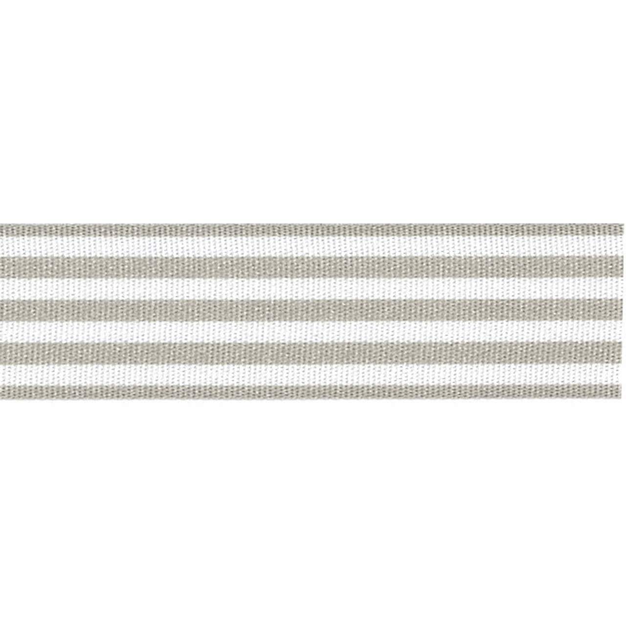 Grey & White Stripe Ribbon, 16mm wide, Sold Per Metre