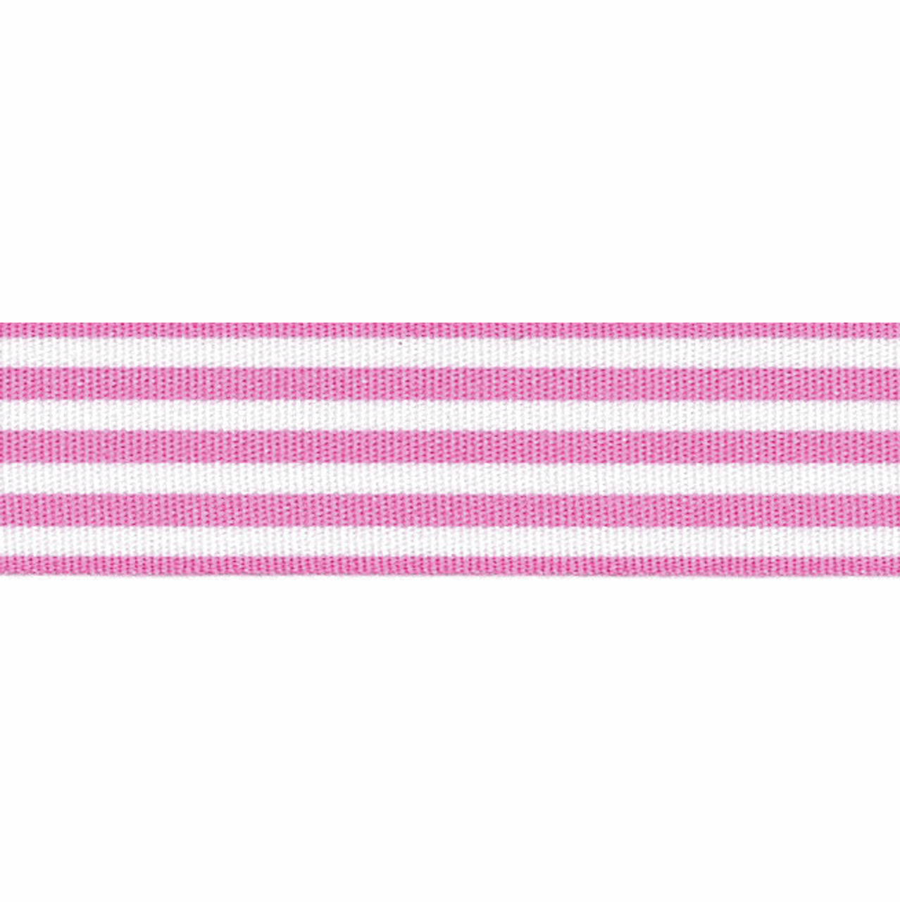 Pink & White Stripe Ribbon, 16mm wide, Sold Per Metre