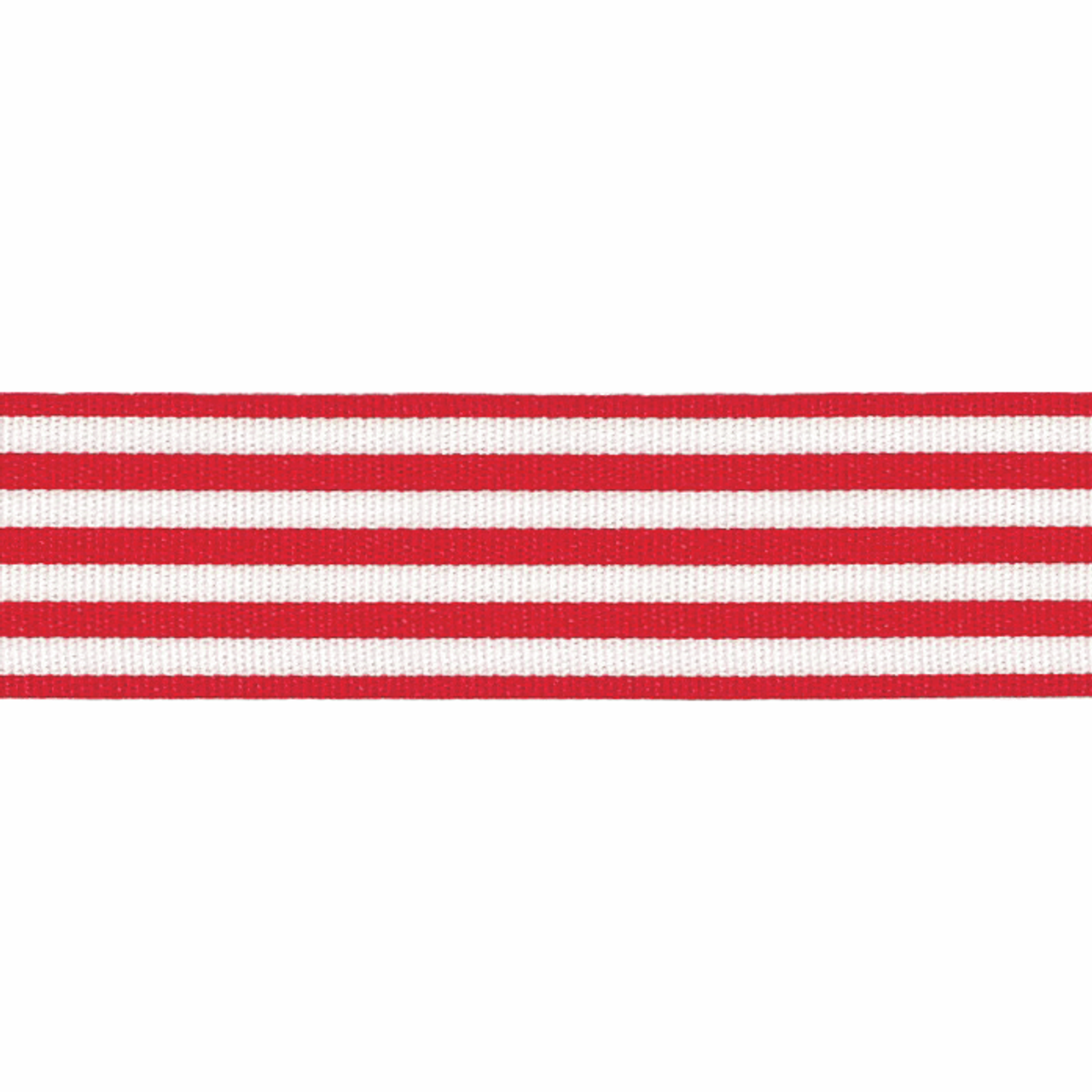 Red & White Stripe Ribbon, 16mm wide, Sold Per Metre