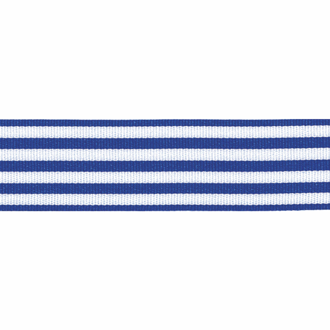 Royal Blue & White Stripe Ribbon, 16mm wide, Sold Per Metre