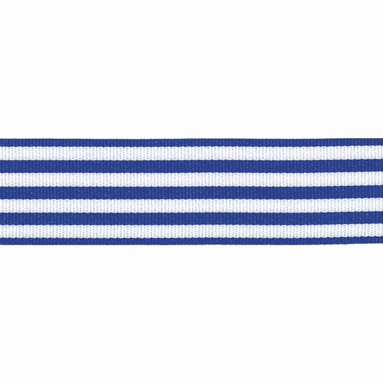 Royal Blue & White Stripe Ribbon, 25mm wide, Sold Per Metre